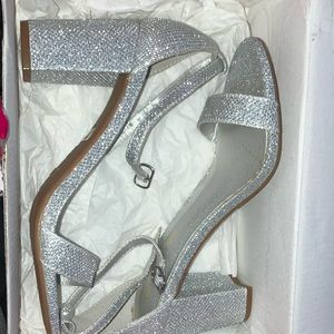 Grey sparkly high heels